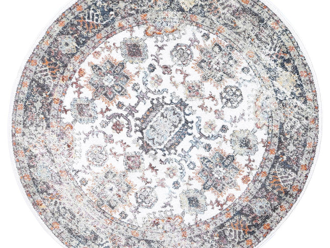Santa Fe Camino Border Cream Round Rug