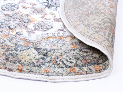 Santa Fe Camino Border Cream Round Rug
