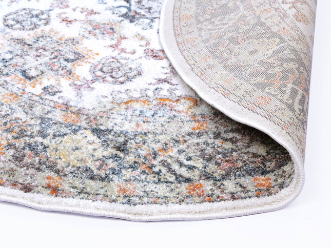 Santa Fe Camino Border Cream Round Rug