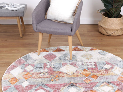 Santa Fe Mateo Tiled Multi Round Rug
