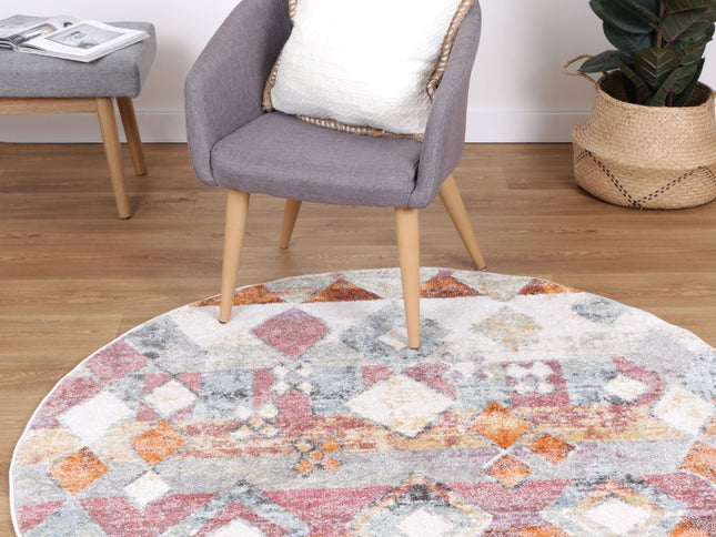 Santa Fe Mateo Tiled Multi Round Rug