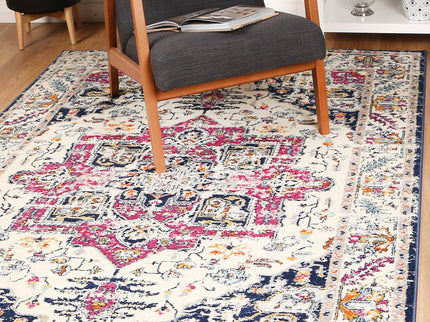 Sicily Nicosia Navy & Pink Transitional Rug