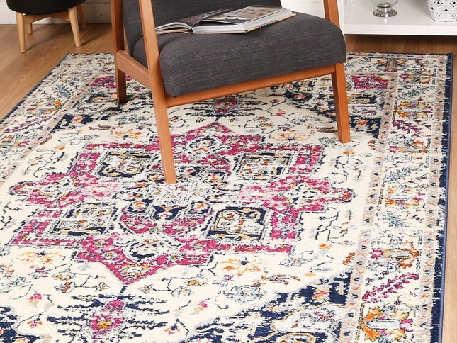 Sicily Nicosia Navy & Pink Transitional Rug