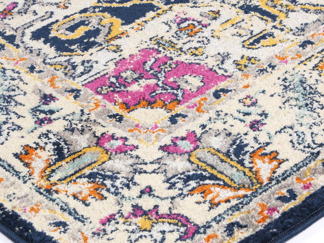Sicily Nicosia Navy & Pink Transitional Rug