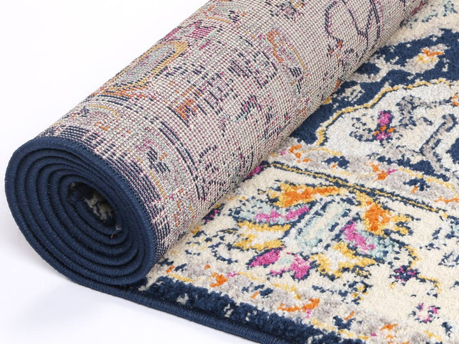 Sicily Nicosia Navy & Pink Transitional Rug