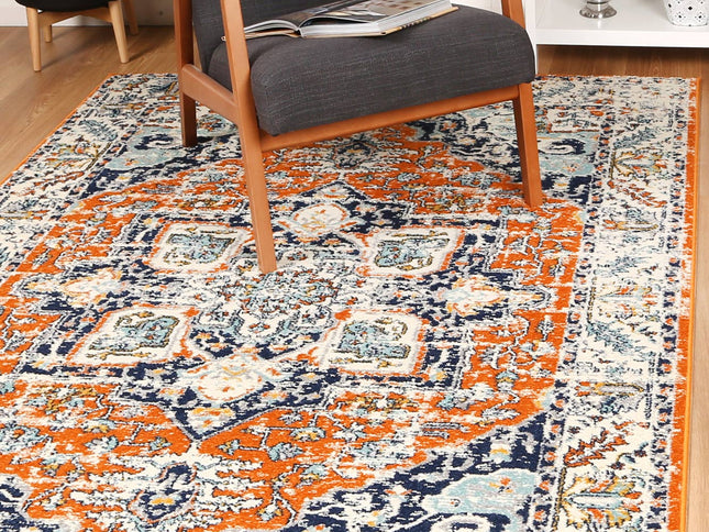 Sicily Messina Orange & Blue Transitonal Rug
