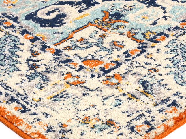 Sicily Messina Orange & Blue Transitonal Rug