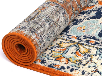 Sicily Messina Orange & Blue Transitonal Rug