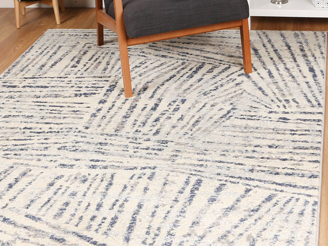 Sicily Ferraro Ivory & Blue Geometric Rug