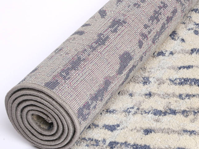 Sicily Ferraro Ivory & Blue Geometric Rug