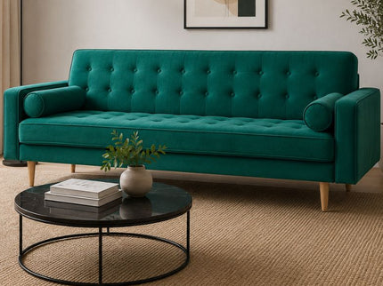 Sofia 3 Seater Sofa Bed - Green Velvet