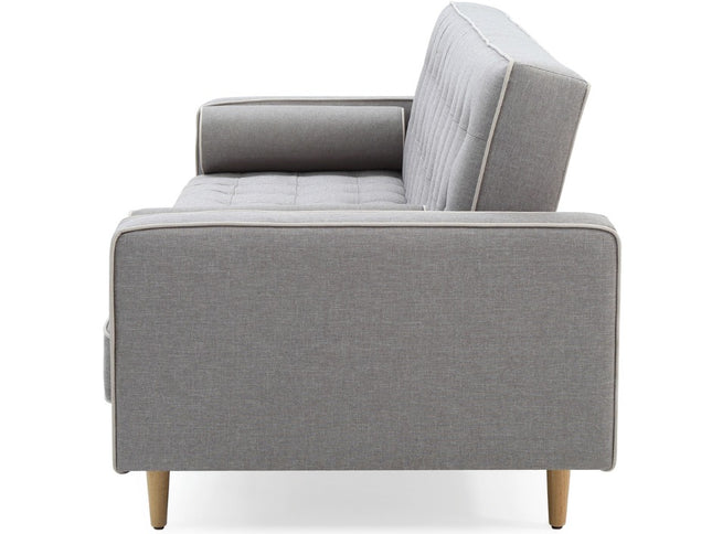 Sofia 3 Seater Sofa Bed Grey with White Piping
