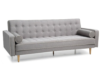 Sofia 3 Seater Sofa Bed Grey with White Piping