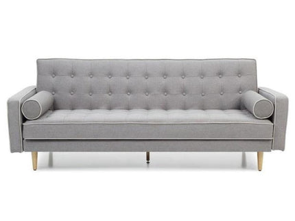 Sofia 3 Seater Sofa Bed Grey with White Piping