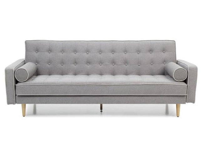 Sofia 3 Seater Sofa Bed Grey with White Piping