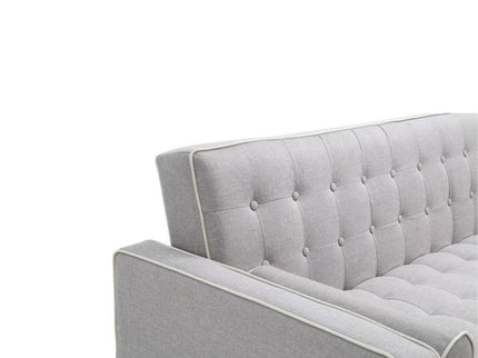 Sofia 3 Seater Sofa Bed Grey with White Piping