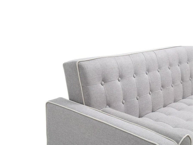 Sofia 3 Seater Sofa Bed Grey with White Piping