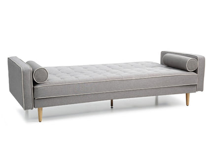 Sofia 3 Seater Sofa Bed Grey with White Piping