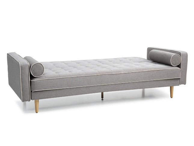 Sofia 3 Seater Sofa Bed Grey with White Piping