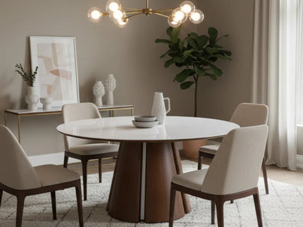 Valentino Round Extendable Dining Table with Micro Crystal Stone