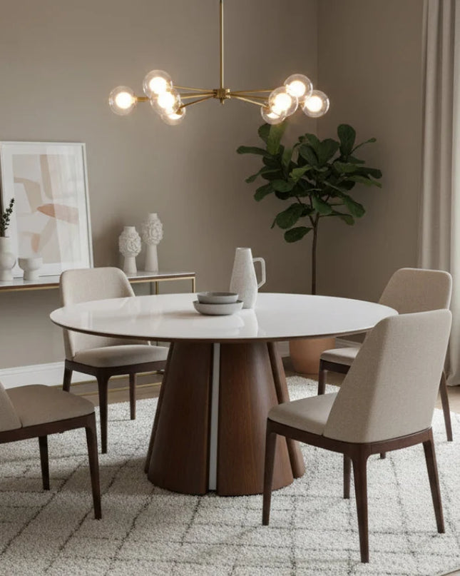 Valentino Round Extendable Dining Table with Micro Crystal Stone