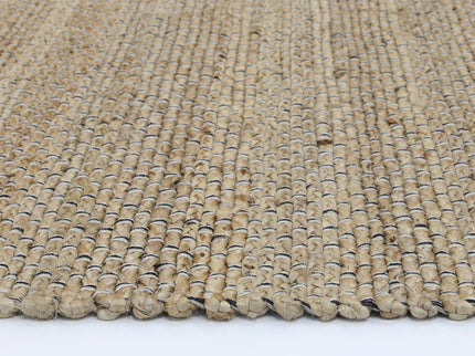 Taj Natural Basket Weave Black Jute Rug