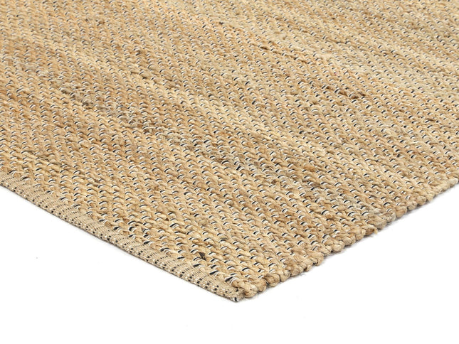 Taj Natural Basket Weave Black Jute Rug