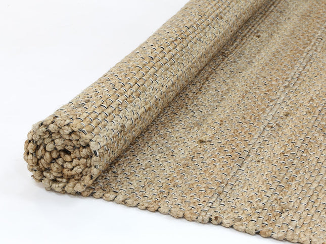 Taj Natural Basket Weave Black Jute Rug