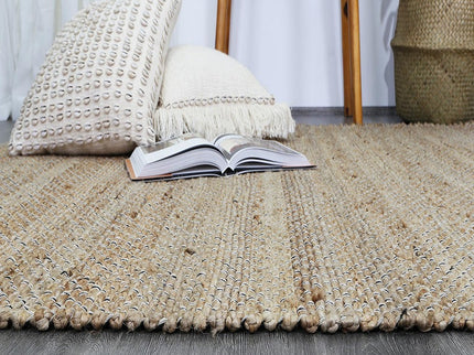 Taj Natural Basket Weave Black Jute Rug