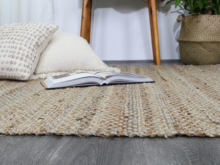Taj Blue Natural Basket Weave Jute Rug