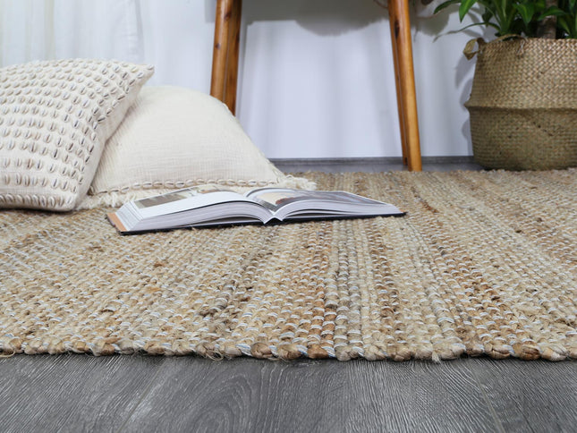 Taj Blue Natural Basket Weave Jute Rug