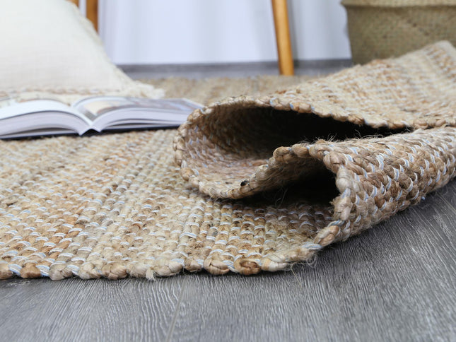 Taj Blue Natural Basket Weave Jute Rug