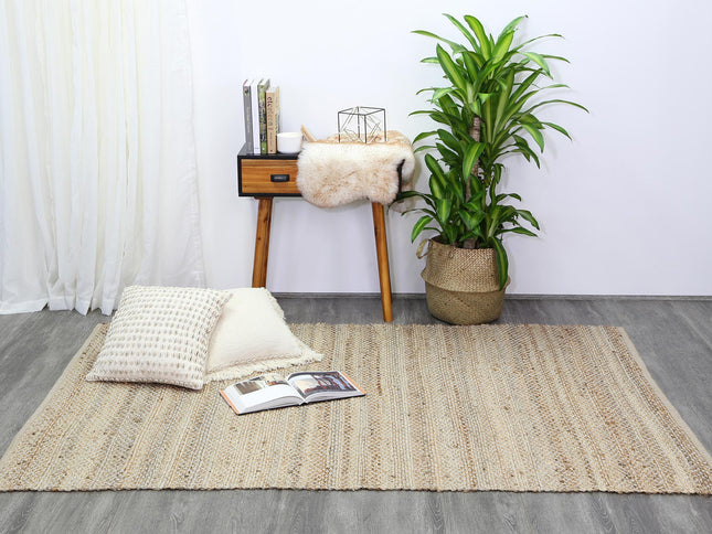 Taj Blue Natural Basket Weave Jute Rug