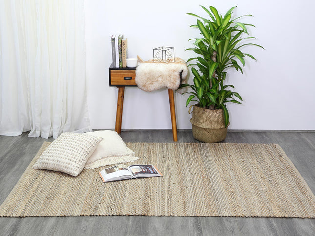 Taj Grey Natural Basket Weave Jute Rug