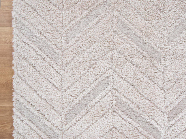 Tender Chevron Beige Shag Rug