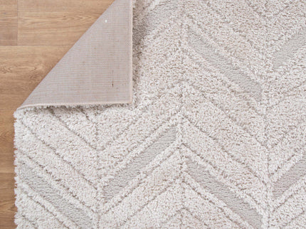 Tender Chevron Beige Shag Rug