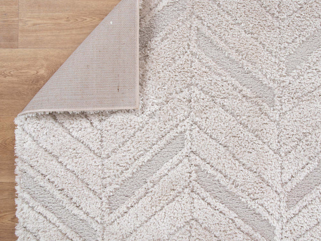 Tender Chevron Beige Shag Rug