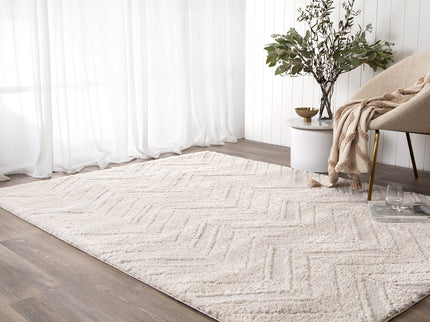 Tender Chevron Beige Shag Rug