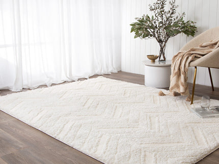 Tender Chevron Cream Shag Rug