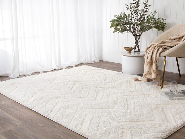 Tender Chevron Cream Shag Rug