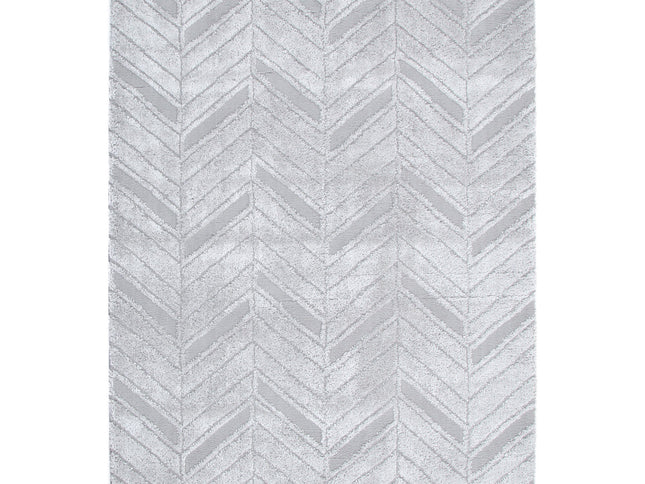 Tender Chevron Silver Shag Rug