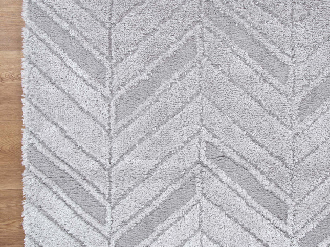 Tender Chevron Silver Shag Rug