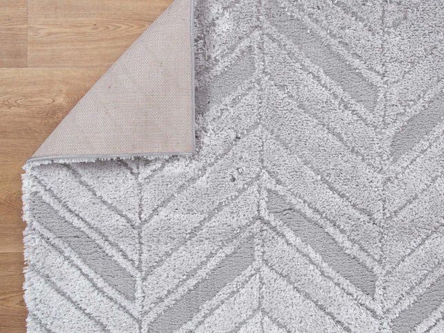 Tender Chevron Silver Shag Rug