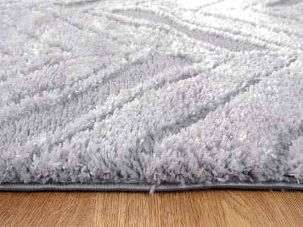 Tender Chevron Silver Shag Rug