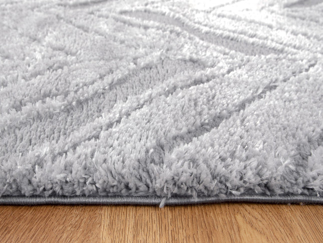 Tender Chevron Silver Shag Rug