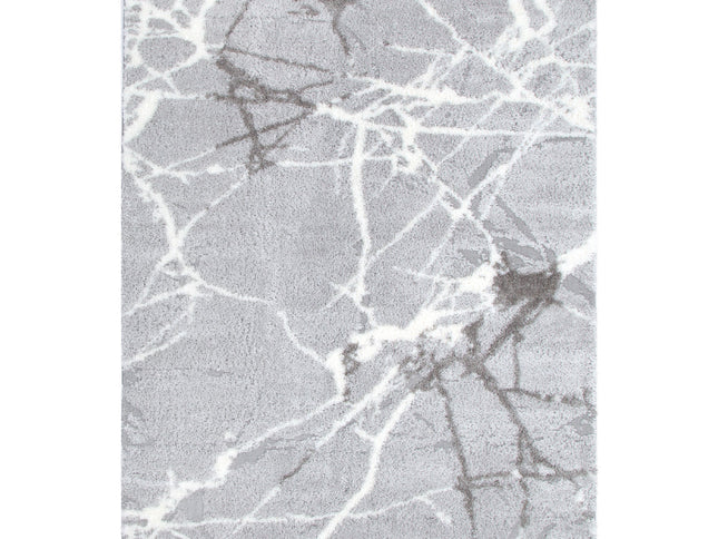 Tender Abstract Silver Shag Rug