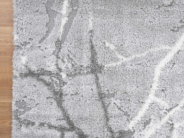Tender Abstract Silver Shag Rug
