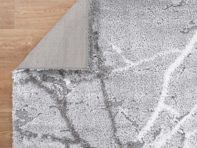 Tender Abstract Silver Shag Rug