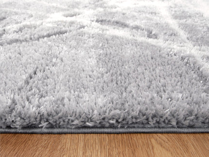 Tender Abstract Silver Shag Rug