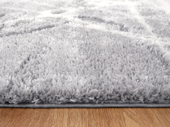 Tender Abstract Silver Shag Rug